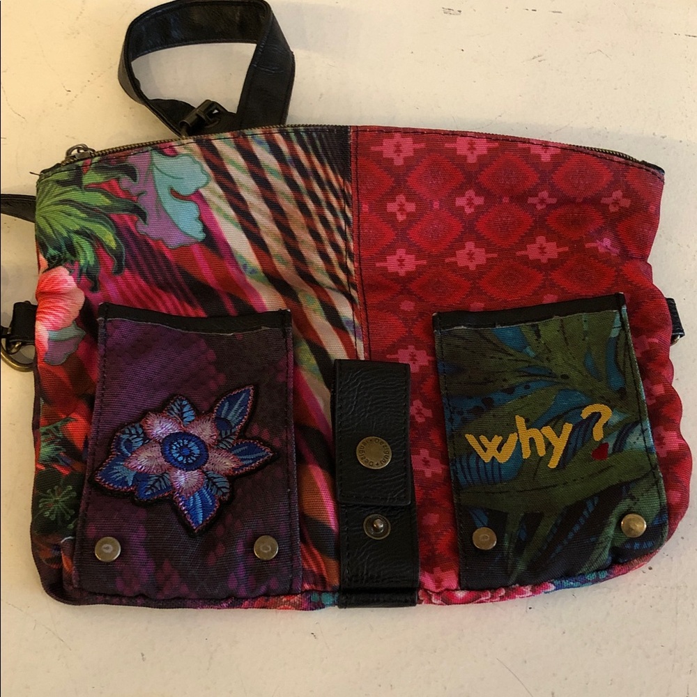 Desigual colorful “why?“ canvas crossbody purse - Picture 4 of 7